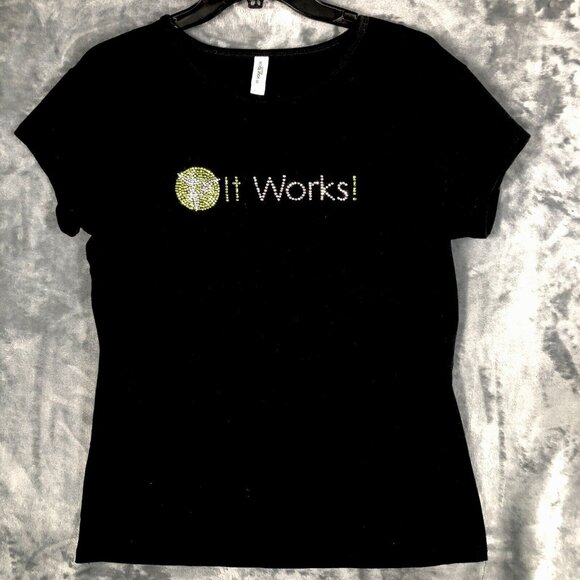 In your face apparel Tops - It Works Global Women’s Shirt It Works Bling Black/Green Studded T-Shirt